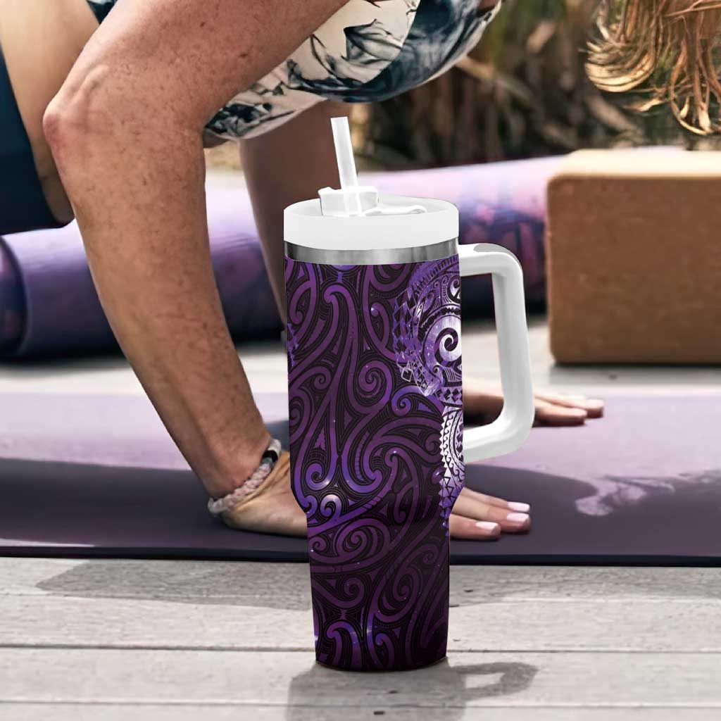 Matariki New Zealand Maori Koru Art Tattoo Tumbler With Handle New Year Galaxy Purple Sky Style