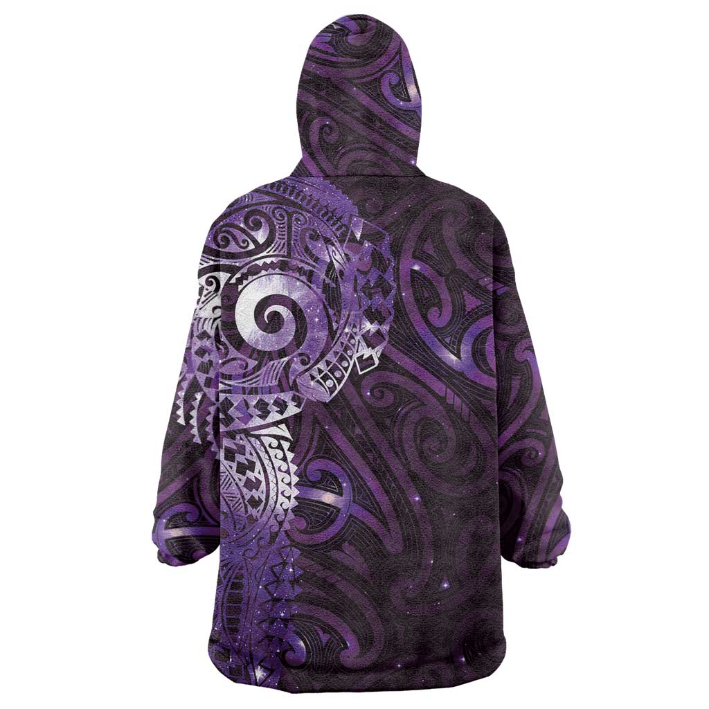 Matariki New Zealand Maori Koru Art Tattoo Wearable Blanket Hoodie New Year Galaxy Purple Sky Style