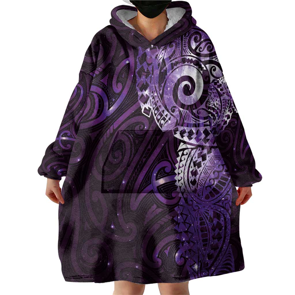 Matariki New Zealand Maori Koru Art Tattoo Wearable Blanket Hoodie New Year Galaxy Purple Sky Style