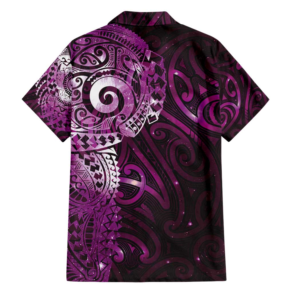 Matariki New Zealand Maori Koru Art Tattoo Family Matching Long Sleeve Bodycon Dress and Hawaiian Shirt New Year Galaxy Pink Sky Style