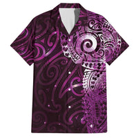 Matariki New Zealand Maori Koru Art Tattoo Family Matching Off The Shoulder Long Sleeve Dress and Hawaiian Shirt New Year Galaxy Pink Sky Style
