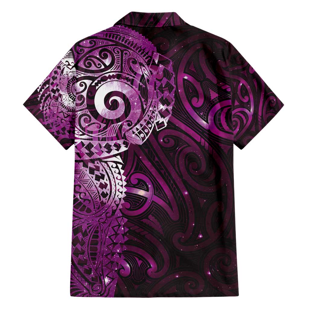 Matariki New Zealand Maori Koru Art Tattoo Family Matching Short Sleeve Bodycon Dress and Hawaiian Shirt New Year Galaxy Pink Sky Style