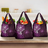 Matariki New Zealand Maori Koru Art Tattoo Grocery Bag New Year Galaxy Pink Sky Style