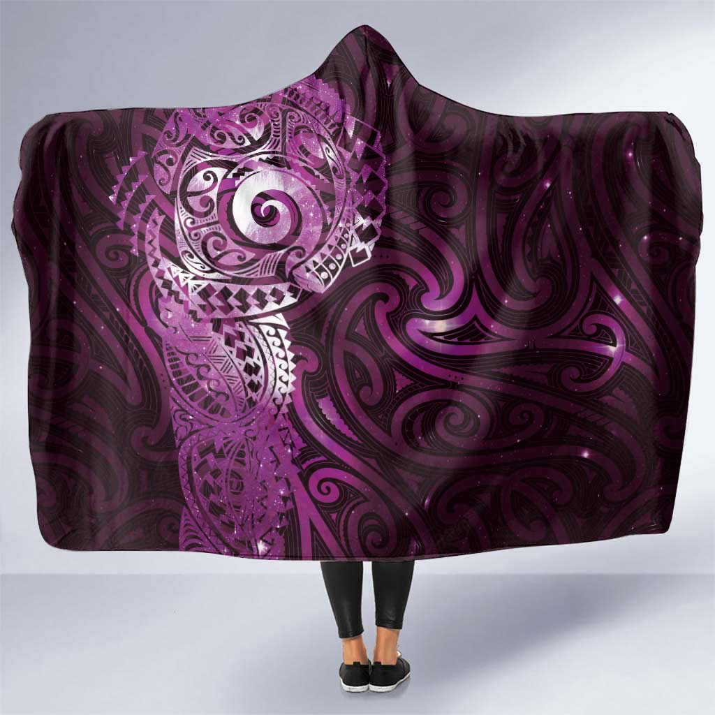 Matariki New Zealand Maori Koru Art Tattoo Hooded Blanket New Year Galaxy Pink Sky Style