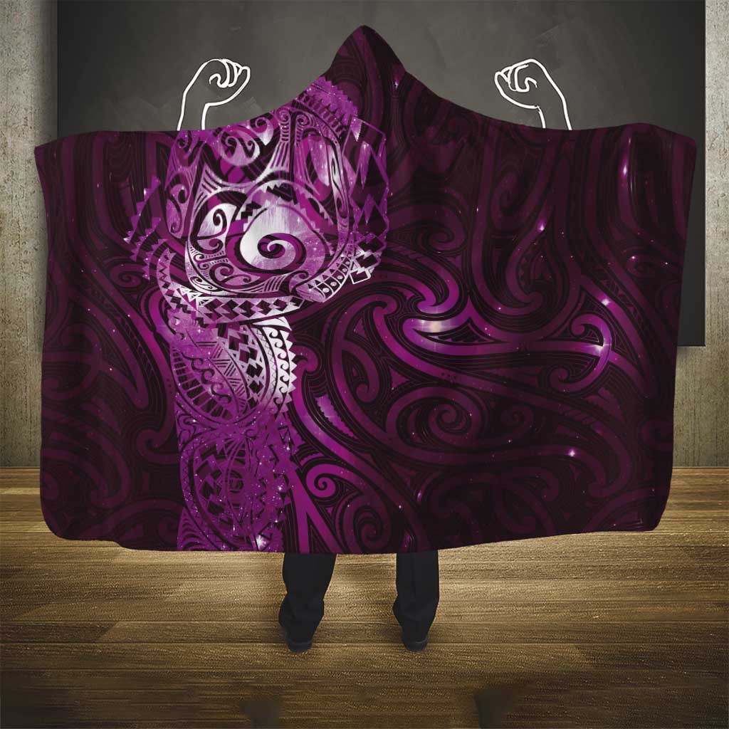 Matariki New Zealand Maori Koru Art Tattoo Hooded Blanket New Year Galaxy Pink Sky Style