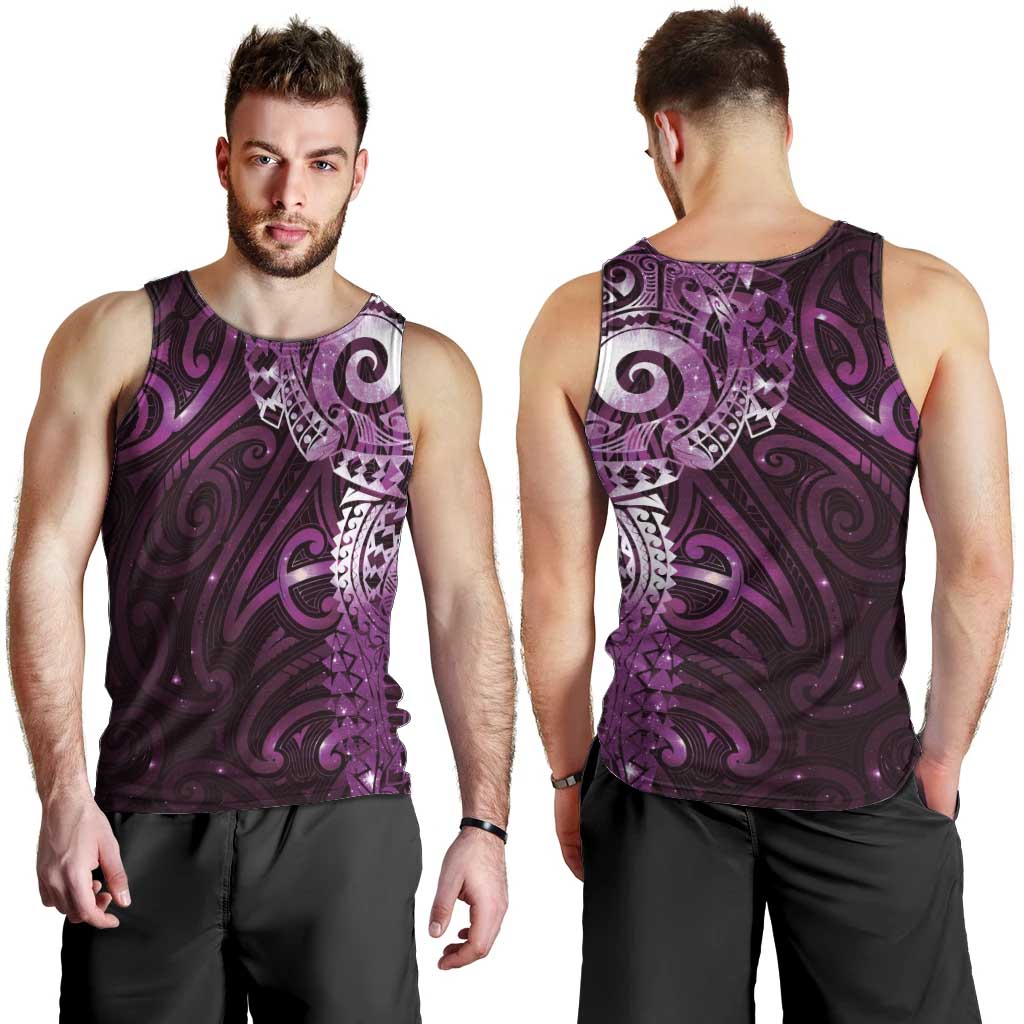 Matariki New Zealand Maori Koru Art Tattoo Men Tank Top New Year Galaxy Pink Sky Style