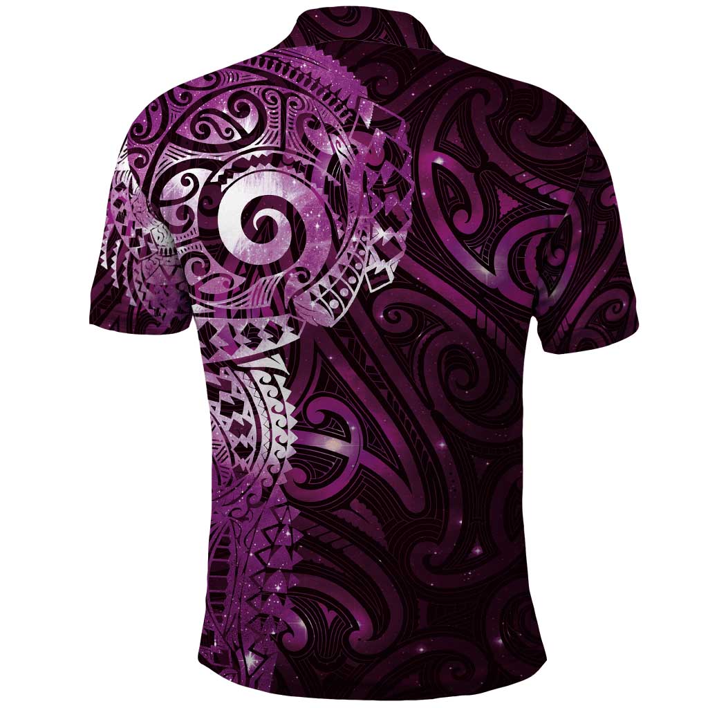Matariki New Zealand Maori Koru Art Tattoo Polo Shirt New Year Galaxy Pink Sky Style