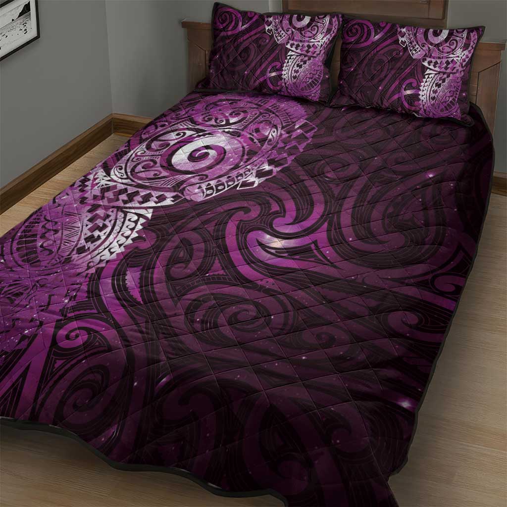 Matariki New Zealand Maori Koru Art Tattoo Quilt Bed Set New Year Galaxy Pink Sky Style
