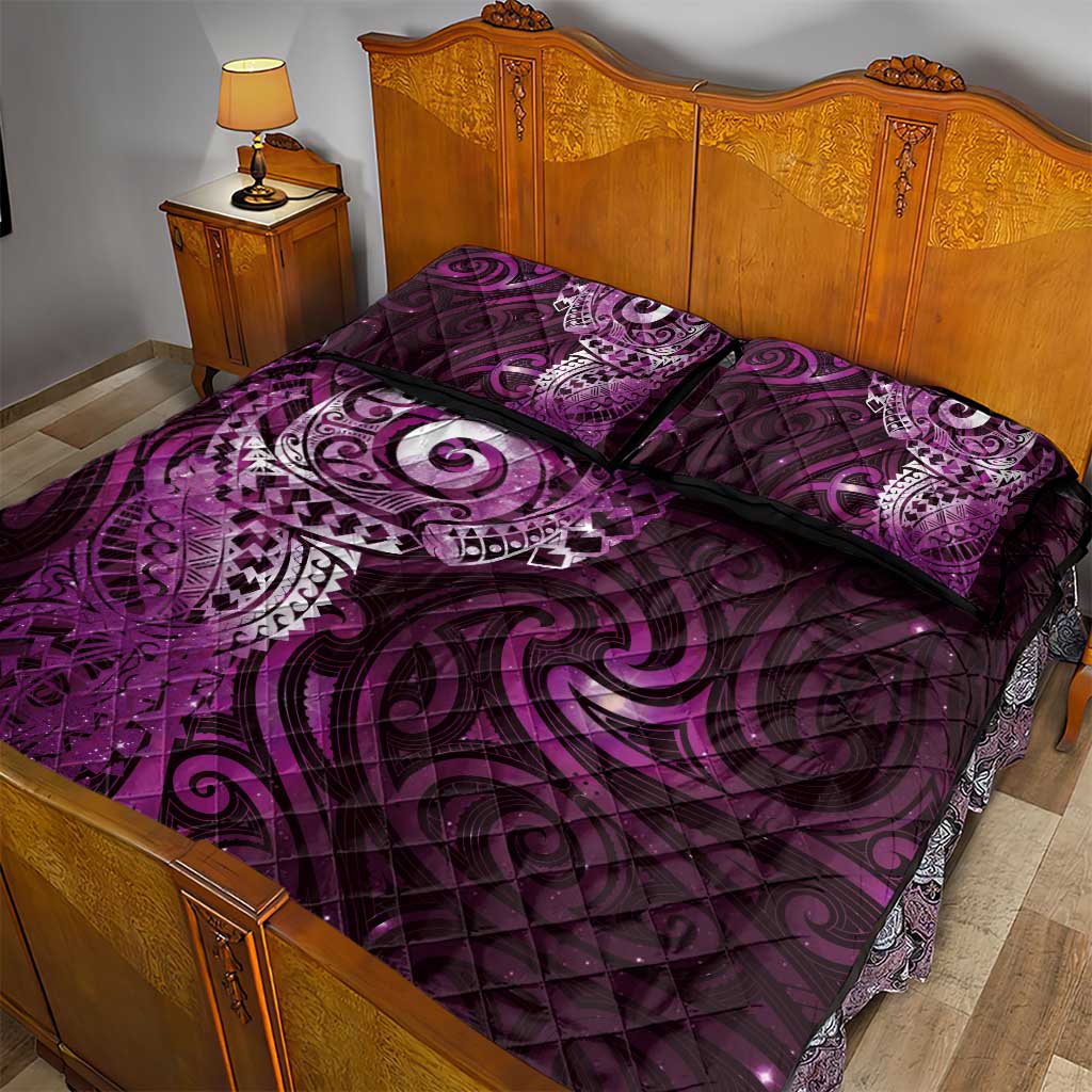 Matariki New Zealand Maori Koru Art Tattoo Quilt Bed Set New Year Galaxy Pink Sky Style