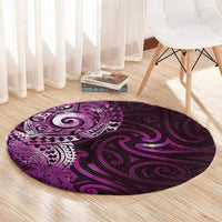 Matariki New Zealand Maori Koru Art Tattoo Round Carpet New Year Galaxy Pink Sky Style