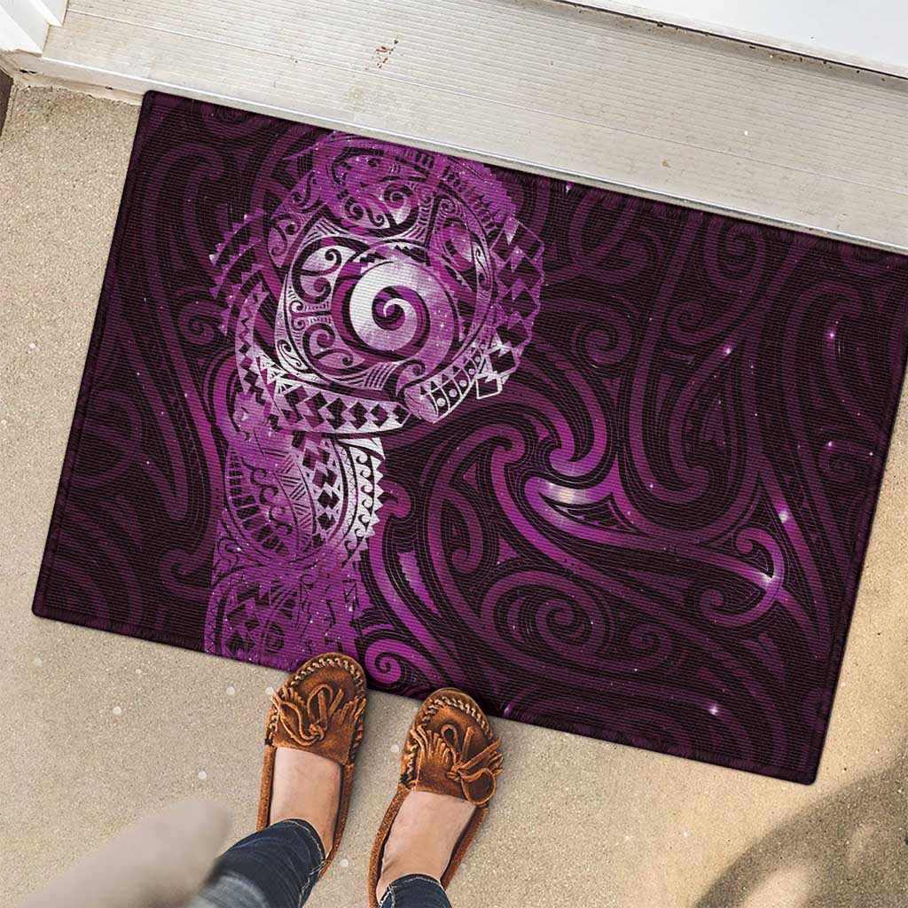 Matariki New Zealand Maori Koru Art Tattoo Rubber Doormat New Year Galaxy Pink Sky Style
