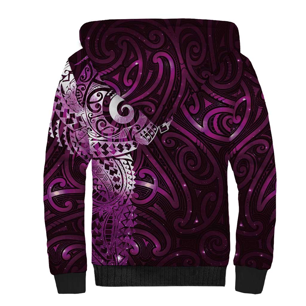 Matariki New Zealand Maori Koru Art Tattoo Sherpa Hoodie New Year Galaxy Pink Sky Style