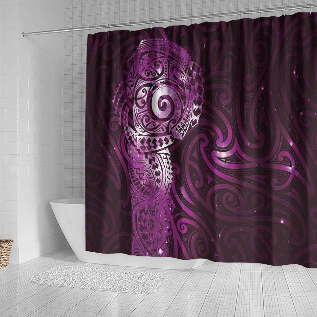 Matariki New Zealand Maori Koru Art Tattoo Shower Curtain New Year Galaxy Pink Sky Style