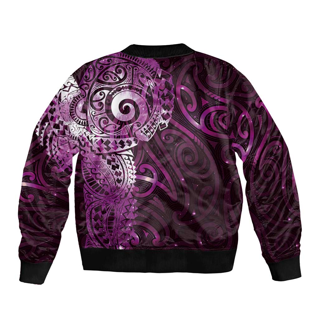 Matariki New Zealand Maori Koru Art Tattoo Sleeve Zip Bomber Jacket New Year Galaxy Pink Sky Style