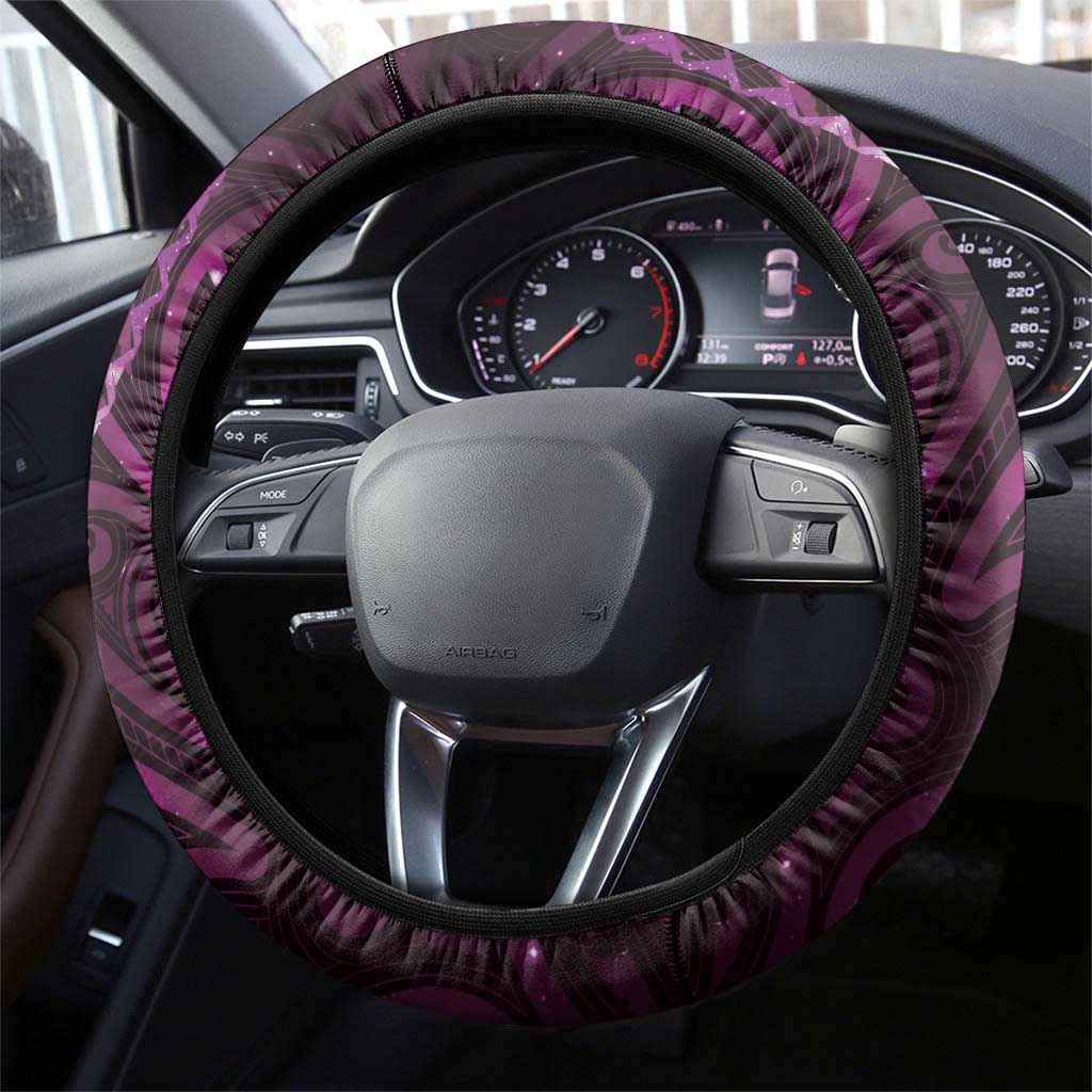 Matariki New Zealand Maori Koru Art Tattoo Steering Wheel Cover New Year Galaxy Pink Sky Style