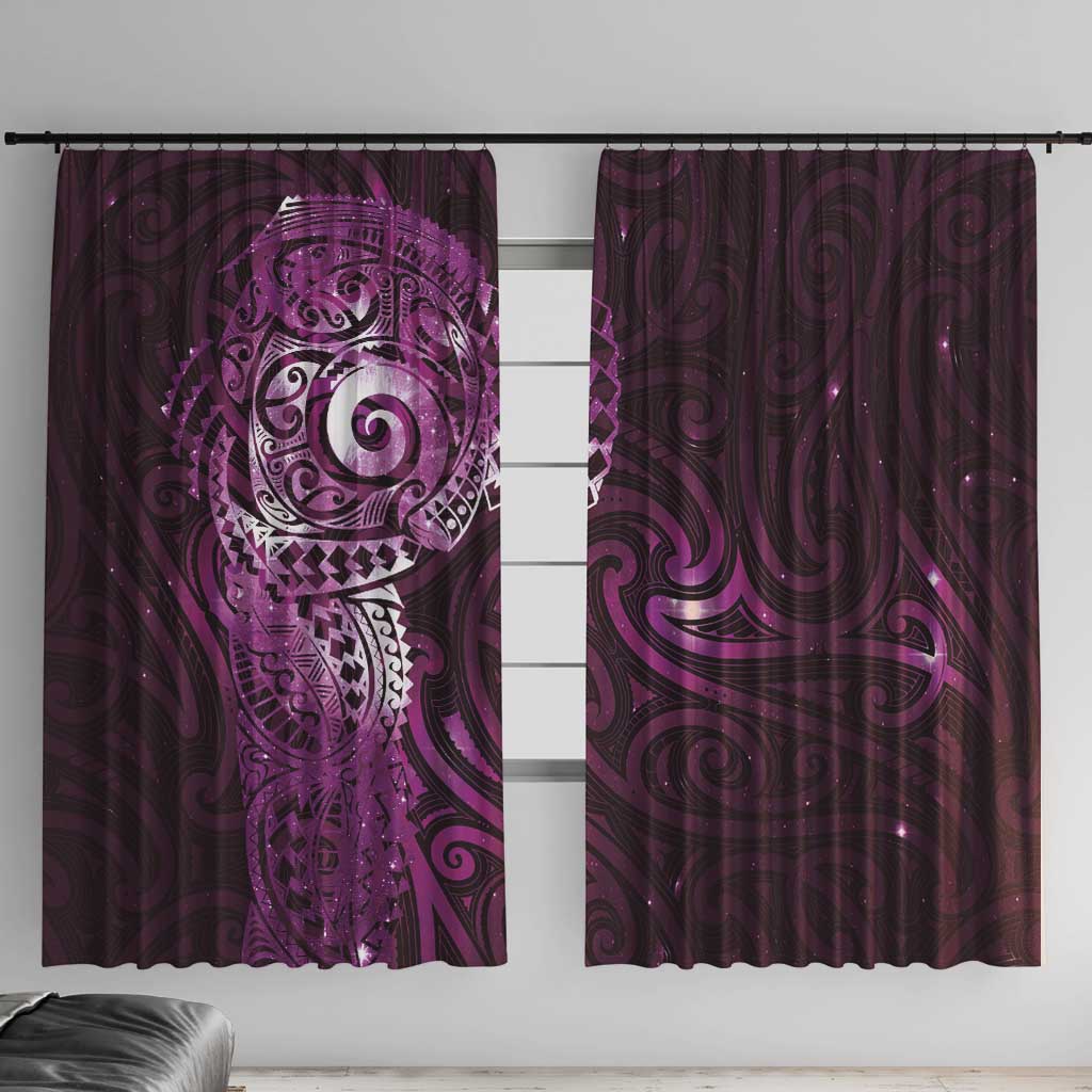Matariki New Zealand Maori Koru Art Tattoo Window Curtain New Year Galaxy Pink Sky Style