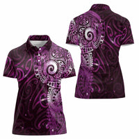 Matariki New Zealand Maori Koru Art Tattoo Women Polo Shirt New Year Galaxy Pink Sky Style
