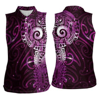 Matariki New Zealand Maori Koru Art Tattoo Women Sleeveless Polo Shirt New Year Galaxy Pink Sky Style