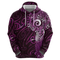Matariki New Zealand Maori Koru Art Tattoo Zip Hoodie New Year Galaxy Pink Sky Style