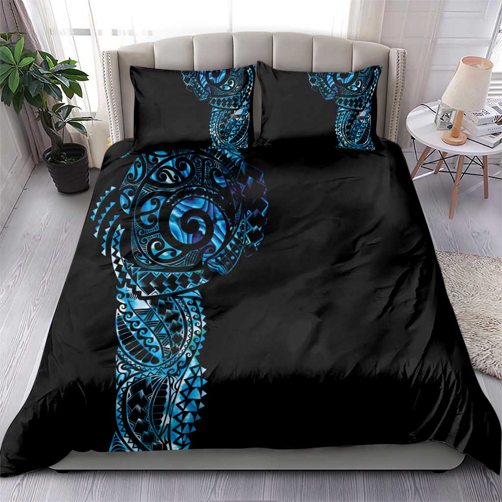 New Zealand Maori Koru Art Traditional Tattoo Bedding Set Paua Shell
