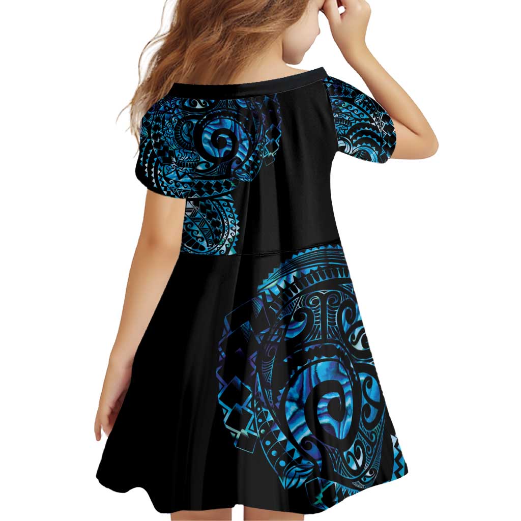 New Zealand Maori Koru Art Traditional Tattoo Family Matching Off Shoulder Short Dress and Hawaiian Shirt Paua Shell