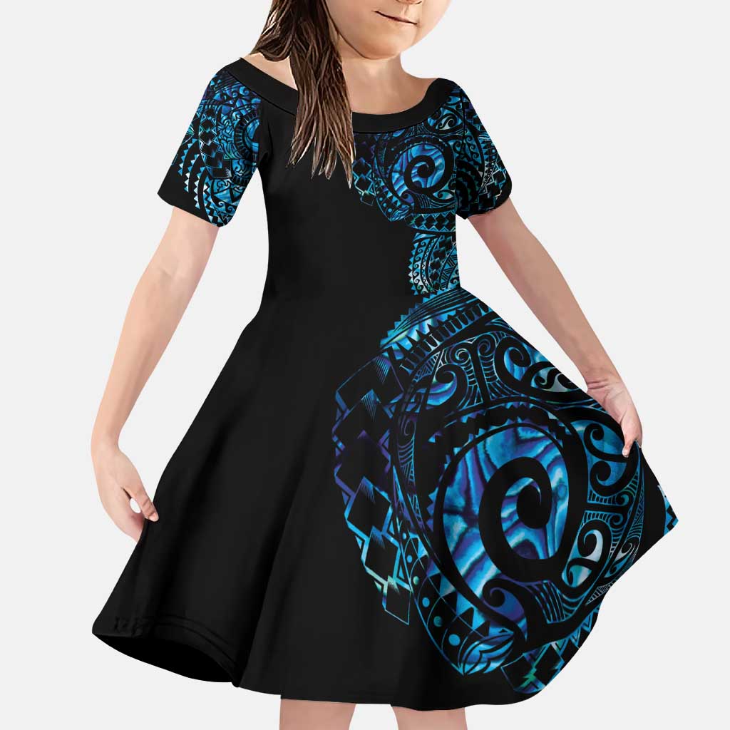New Zealand Maori Koru Art Traditional Tattoo Family Matching Puletasi and Hawaiian Shirt Paua Shell