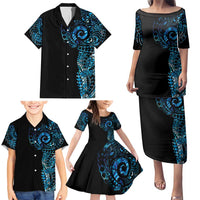 New Zealand Maori Koru Art Traditional Tattoo Family Matching Puletasi and Hawaiian Shirt Paua Shell