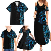 New Zealand Maori Koru Art Traditional Tattoo Family Matching Summer Maxi Dress and Hawaiian Shirt Paua Shell