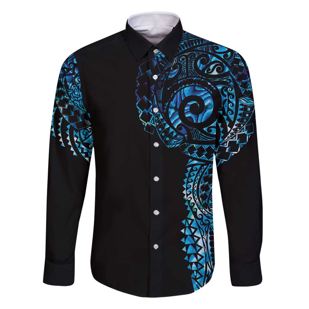 New Zealand Maori Koru Art Traditional Tattoo Family Matching Tank Maxi Dress and Hawaiian Shirt Paua Shell