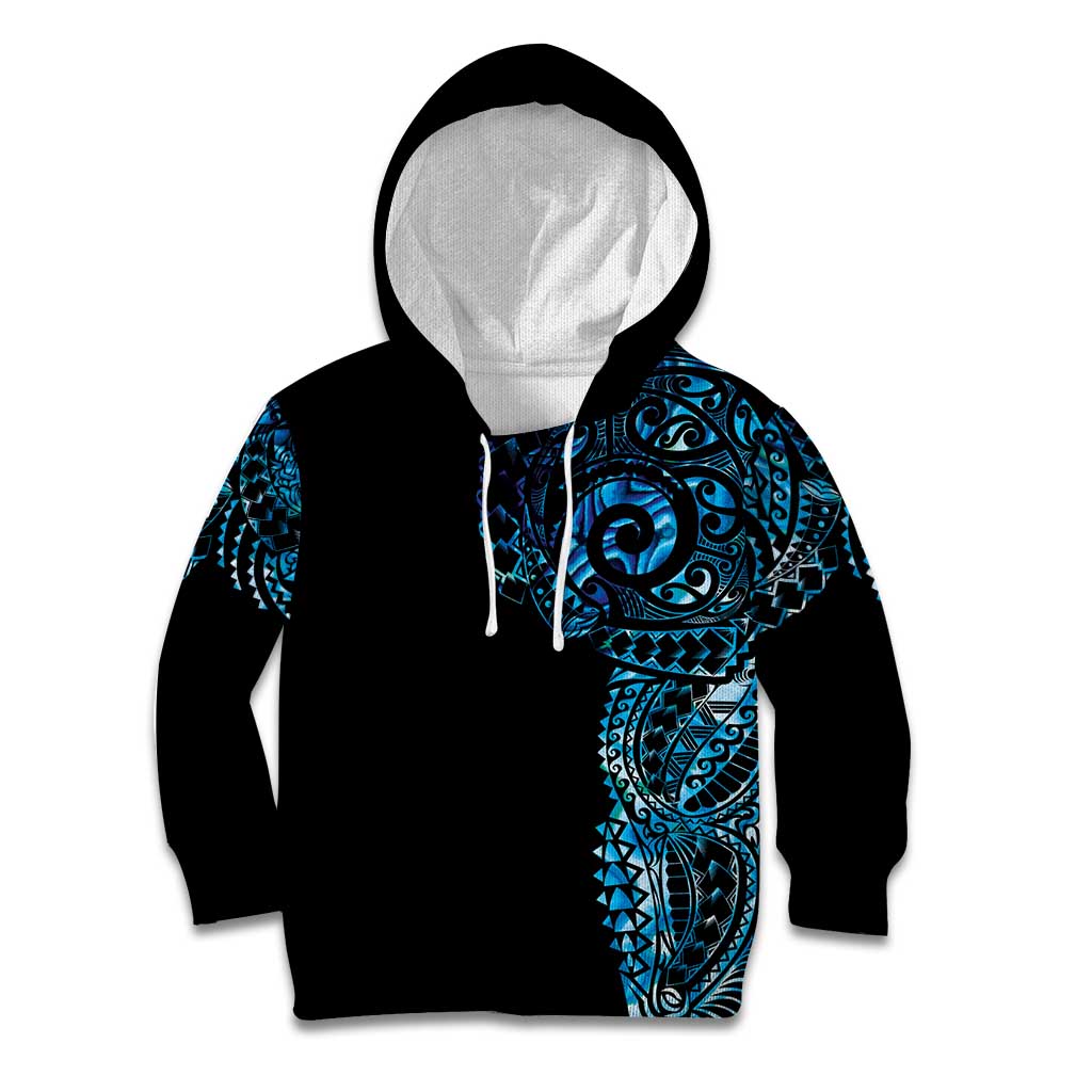 New Zealand Maori Koru Art Traditional Tattoo Kid Hoodie Paua Shell