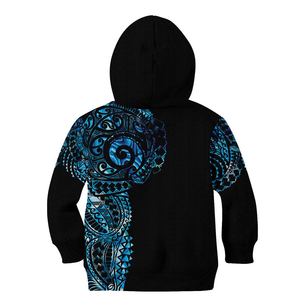 New Zealand Maori Koru Art Traditional Tattoo Kid Hoodie Paua Shell