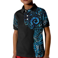 New Zealand Maori Koru Art Traditional Tattoo Kid Polo Shirt Paua Shell