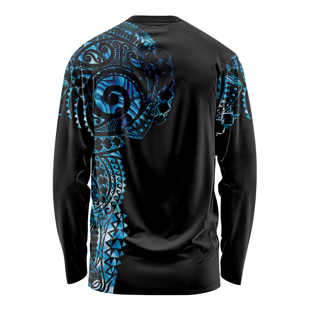 New Zealand Maori Koru Art Traditional Tattoo Long Sleeve Shirt Paua Shell