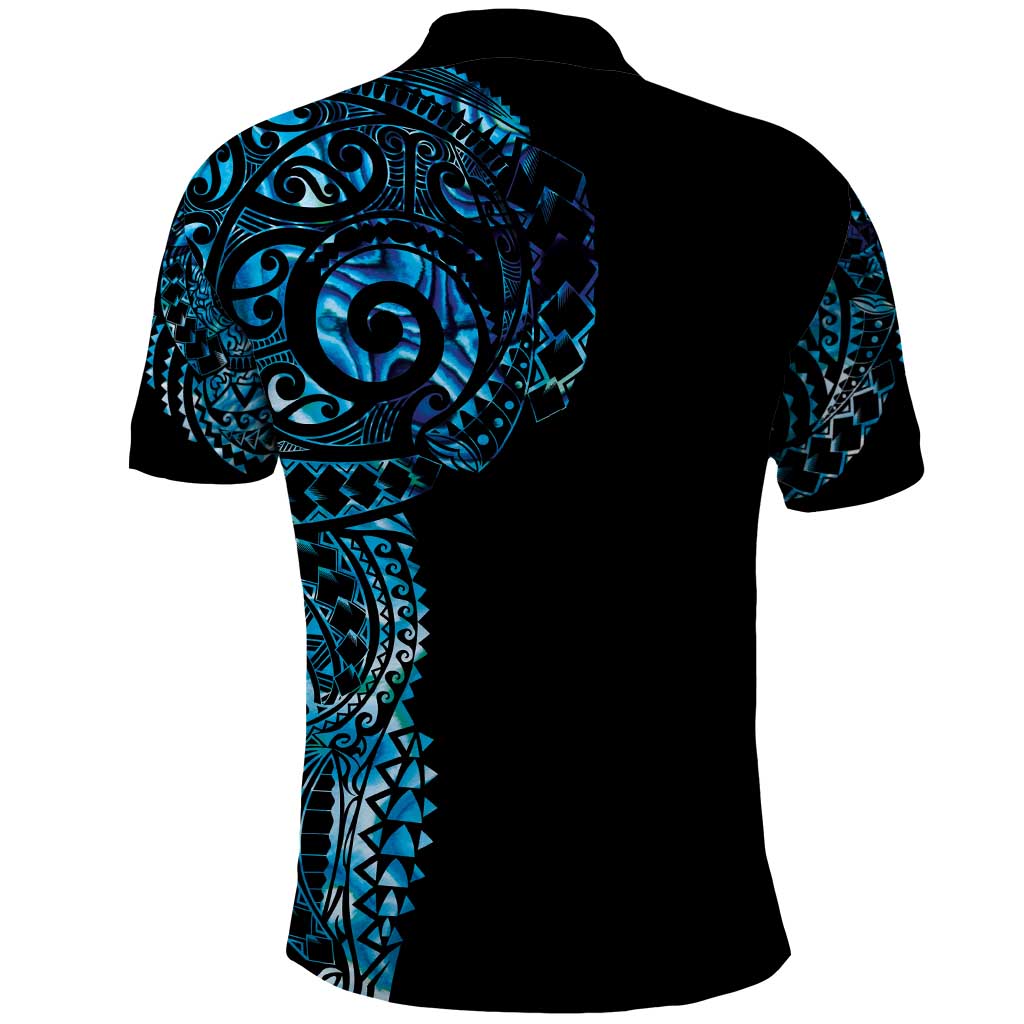 New Zealand Maori Koru Art Traditional Tattoo Polo Shirt Paua Shell