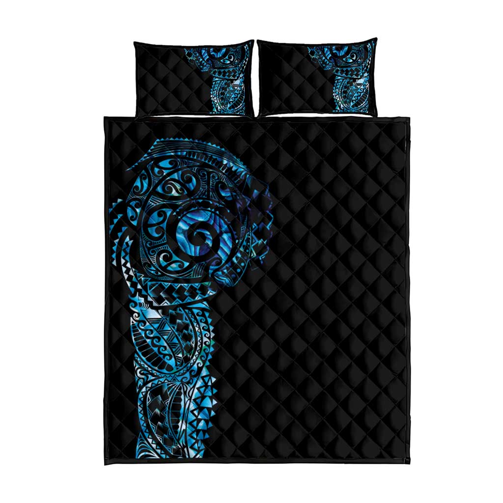 New Zealand Maori Koru Art Traditional Tattoo Quilt Bed Set Paua Shell