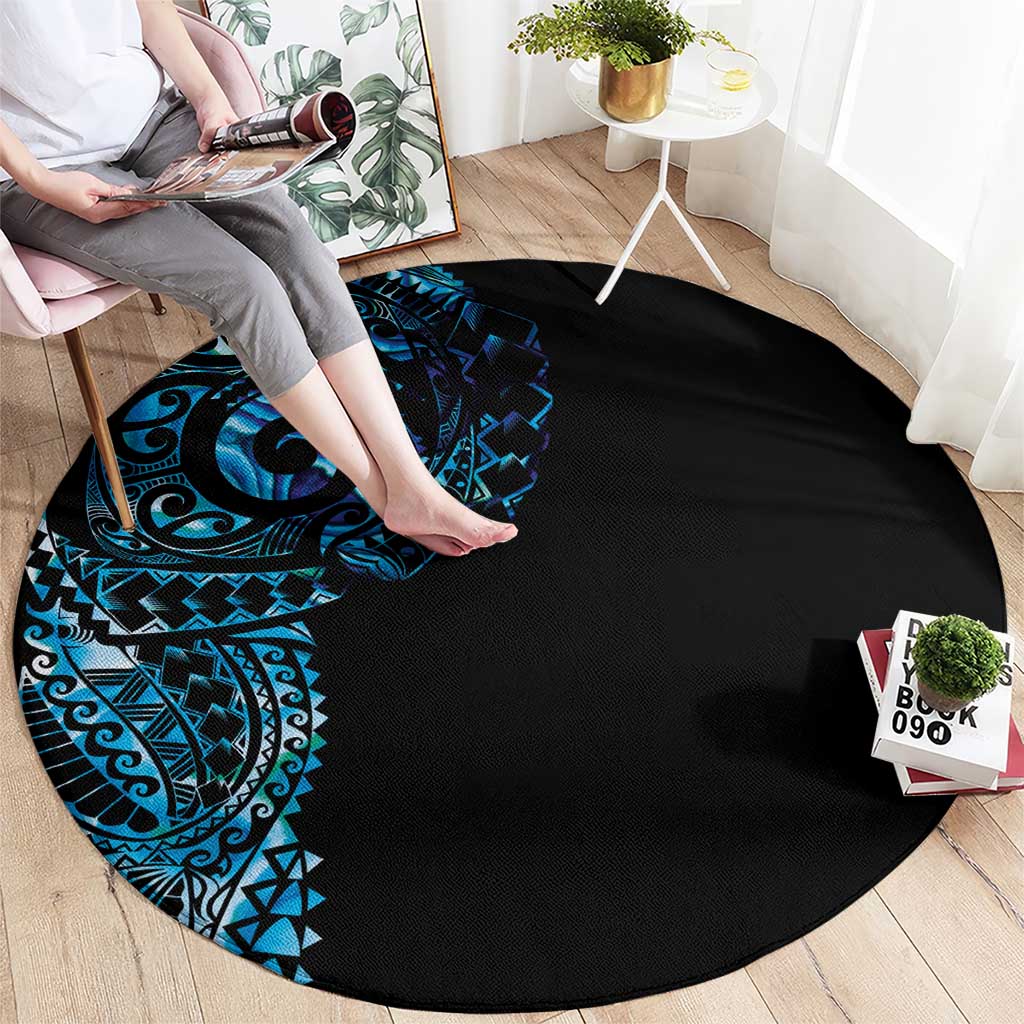 New Zealand Maori Koru Art Traditional Tattoo Round Carpet Paua Shell