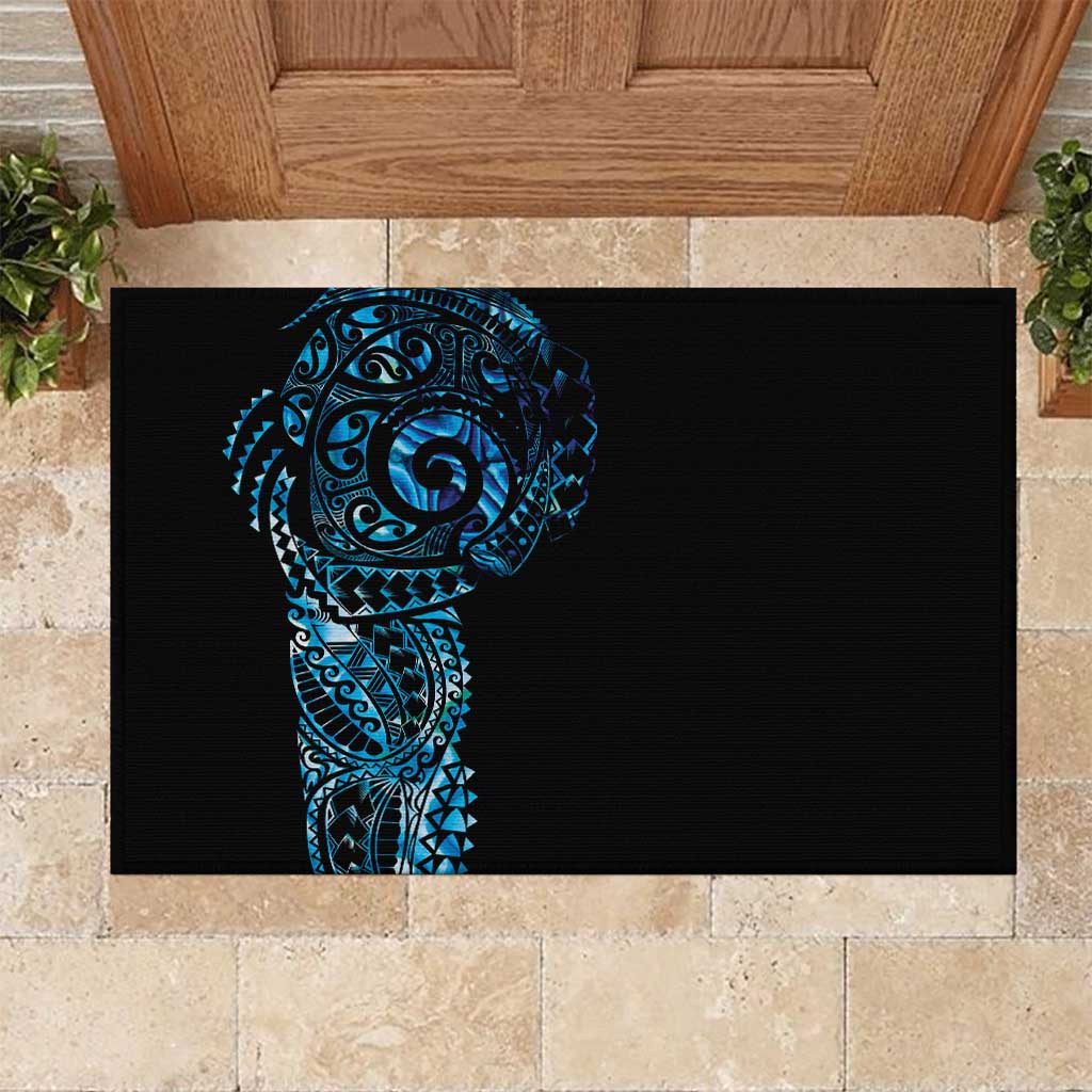 New Zealand Maori Koru Art Traditional Tattoo Rubber Doormat Paua Shell