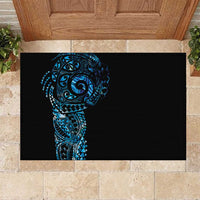 New Zealand Maori Koru Art Traditional Tattoo Rubber Doormat Paua Shell