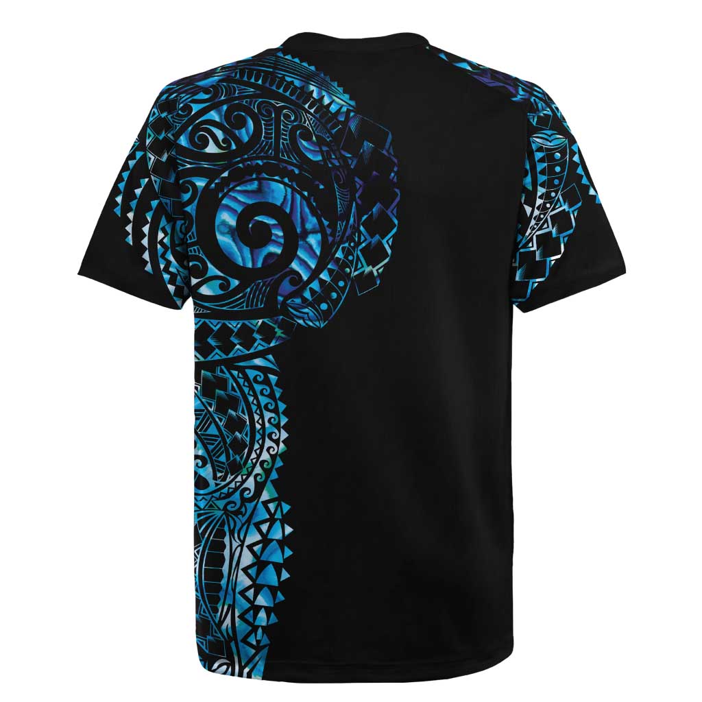 New Zealand Maori Koru Art Traditional Tattoo Rugby Jersey Paua Shell