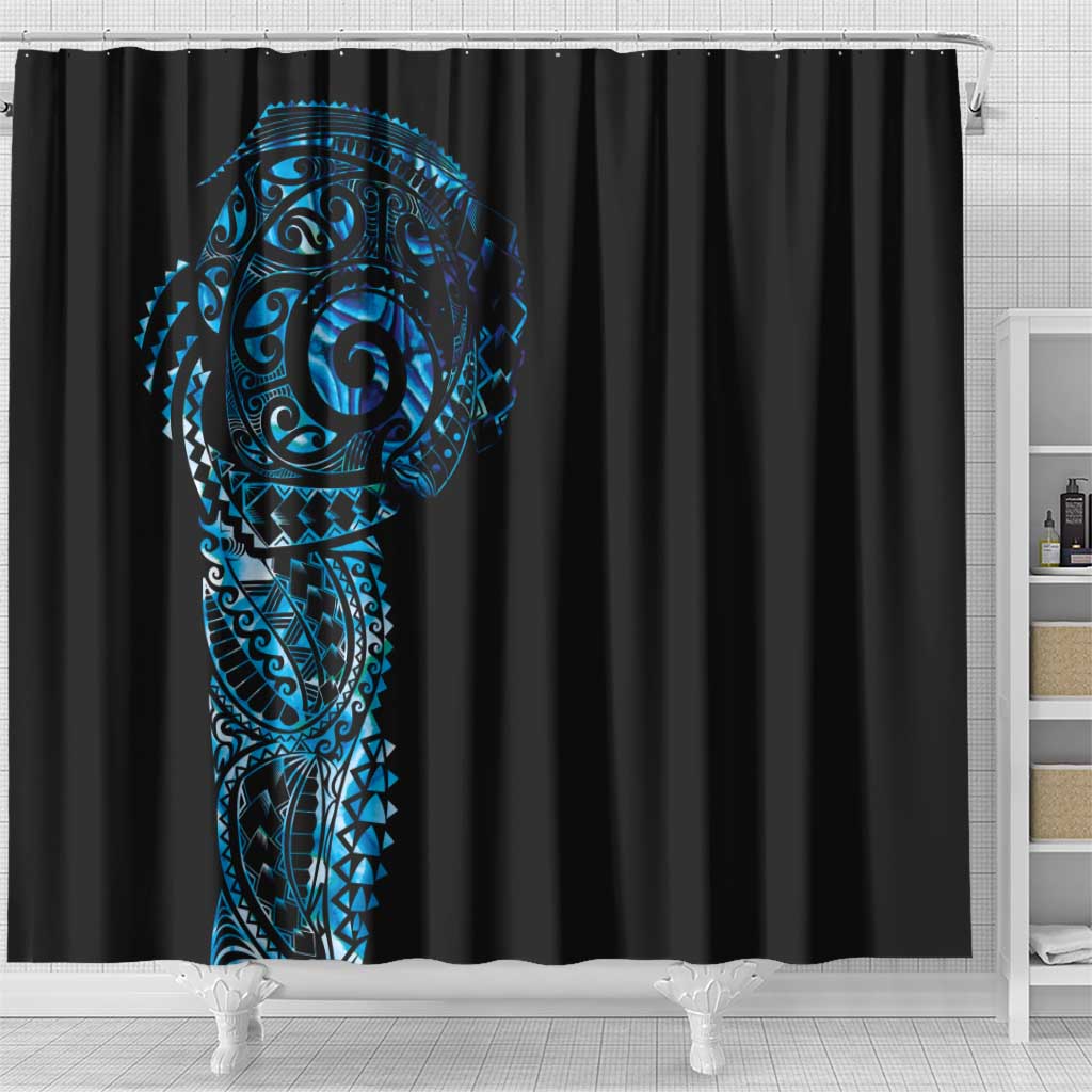 New Zealand Maori Koru Art Traditional Tattoo Shower Curtain Paua Shell