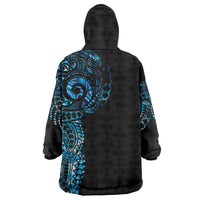 New Zealand Maori Koru Art Traditional Tattoo Wearable Blanket Hoodie Paua Shell