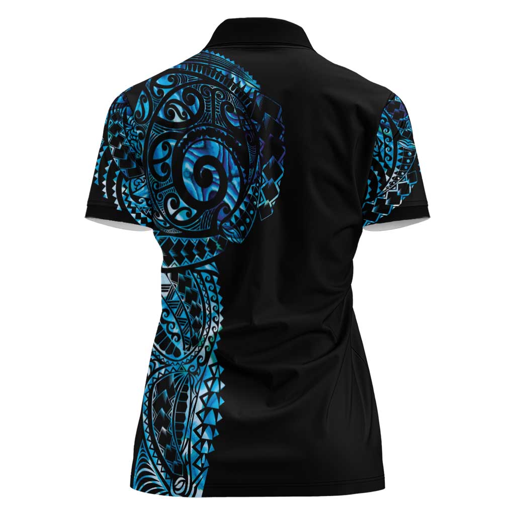 New Zealand Maori Koru Art Traditional Tattoo Women Polo Shirt Paua Shell