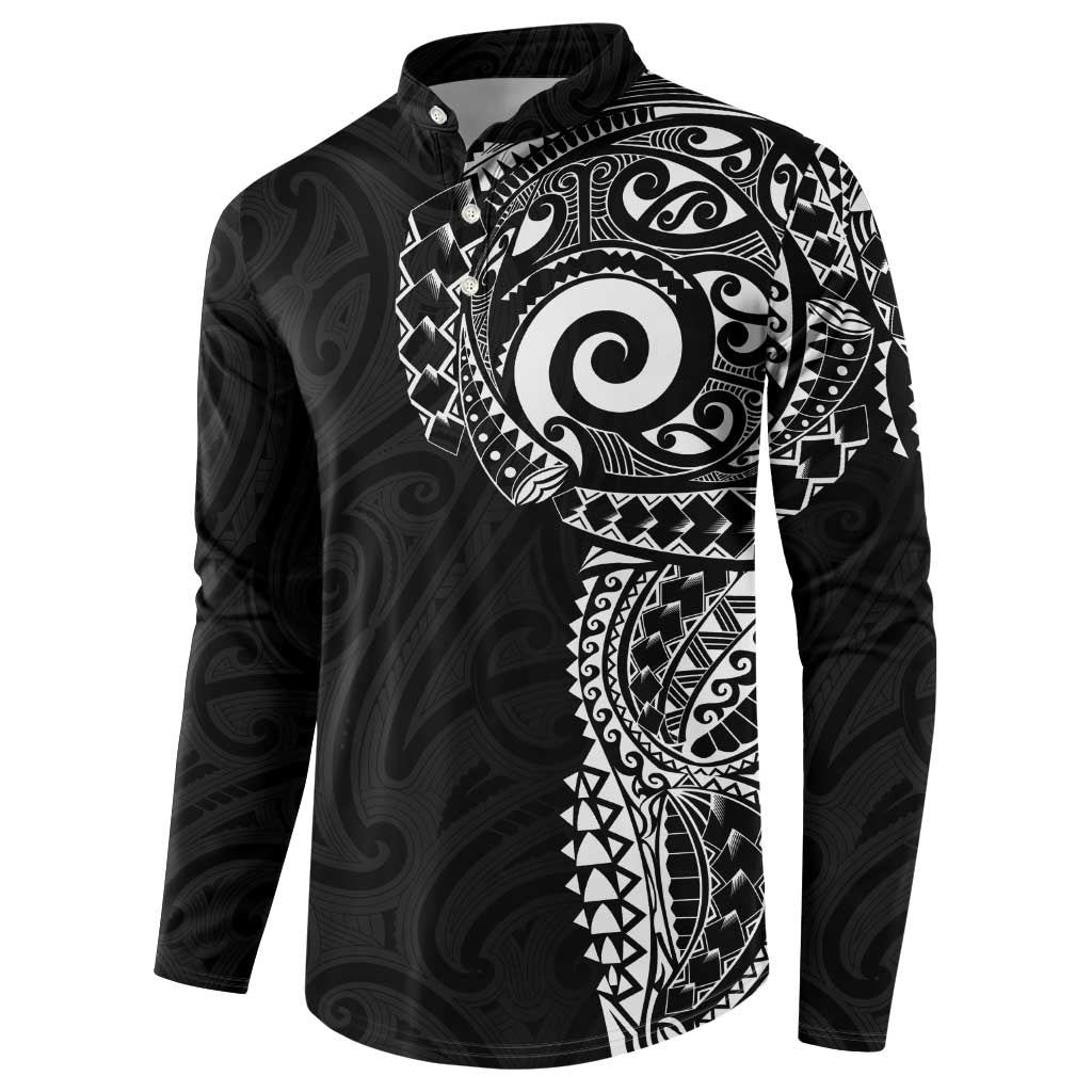 New Zealand Maori Koru Art Traditional Tattoo Button Sweatshirt Simple Style