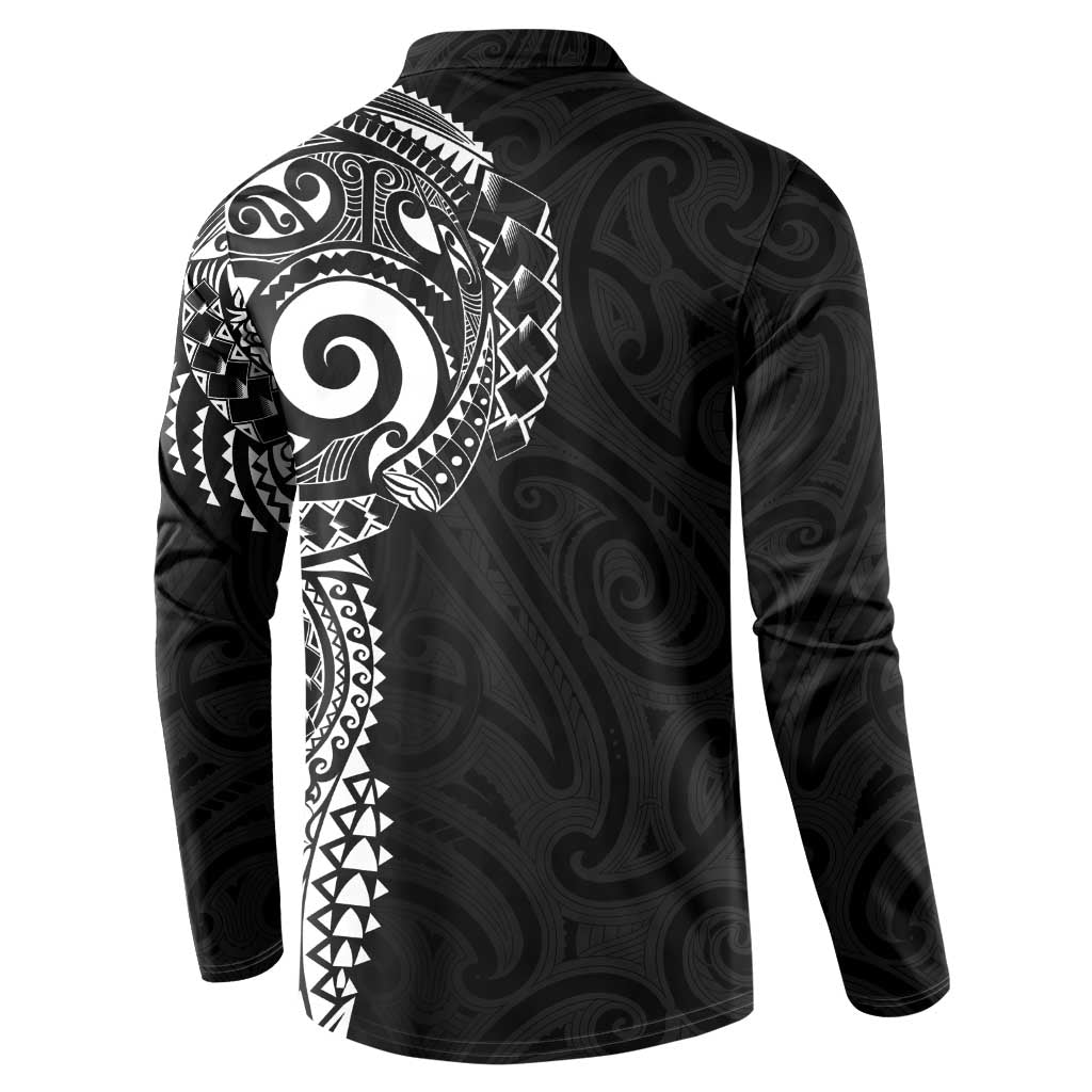 New Zealand Maori Koru Art Traditional Tattoo Button Sweatshirt Simple Style