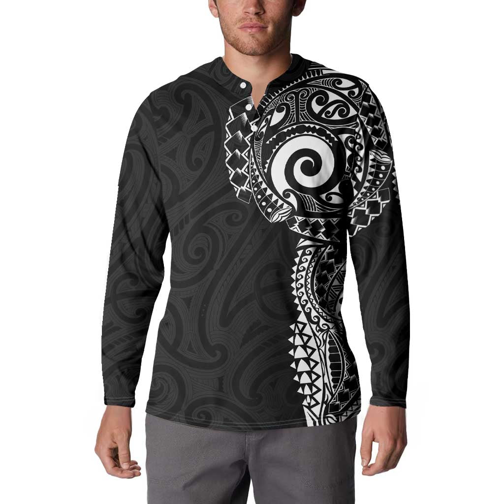 New Zealand Maori Koru Art Traditional Tattoo Button Sweatshirt Simple Style