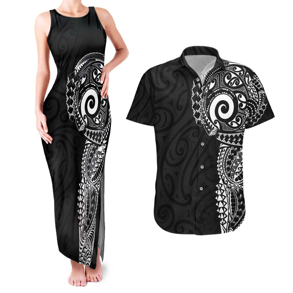 New Zealand Maori Koru Art Traditional Tattoo Couples Matching Tank Maxi Dress and Hawaiian Shirt Simple Style
