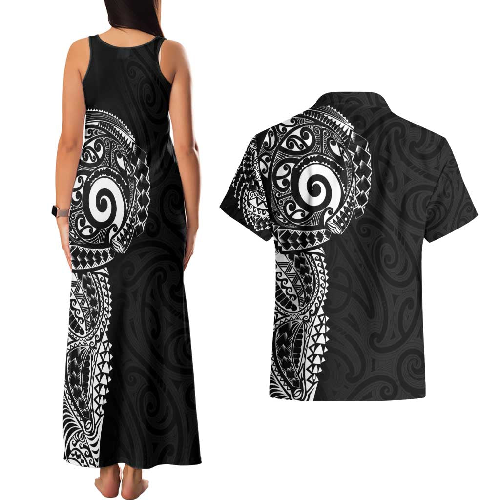 New Zealand Maori Koru Art Traditional Tattoo Couples Matching Tank Maxi Dress and Hawaiian Shirt Simple Style