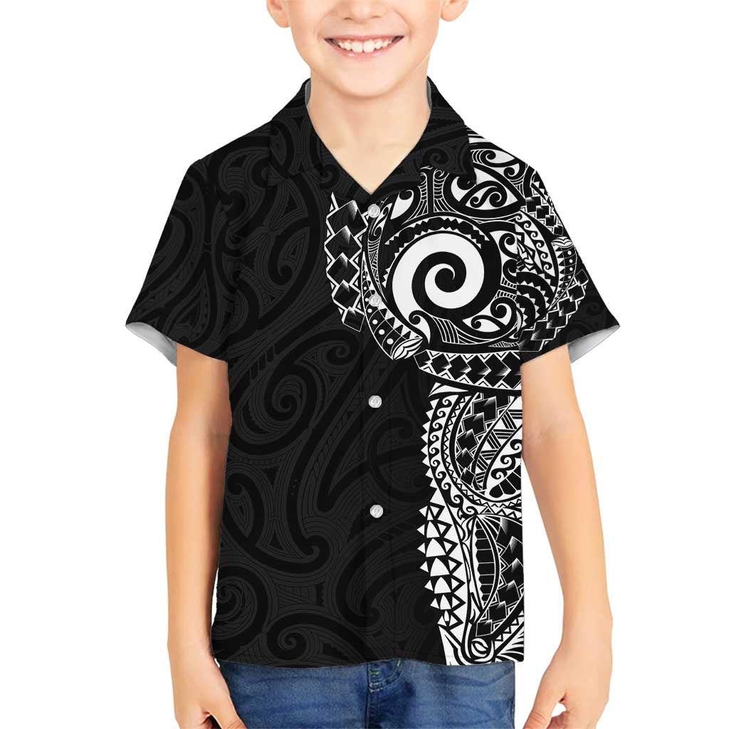 New Zealand Maori Koru Art Traditional Tattoo Family Matching Long Sleeve Bodycon Dress and Hawaiian Shirt Simple Style