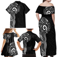 New Zealand Maori Koru Art Traditional Tattoo Family Matching Off Shoulder Maxi Dress and Hawaiian Shirt Simple Style