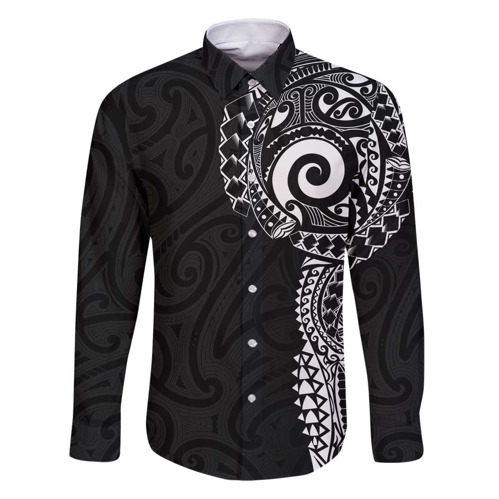 New Zealand Maori Koru Art Traditional Tattoo Family Matching Off Shoulder Maxi Dress and Hawaiian Shirt Simple Style